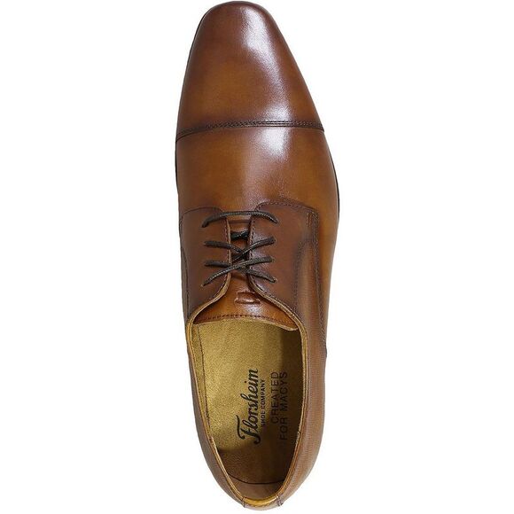 Florsheim Mens Angelo Tan Leather Lace-Up Round Toe Cap Toe Oxfords Shoes NWOB - Picture 3 of 4